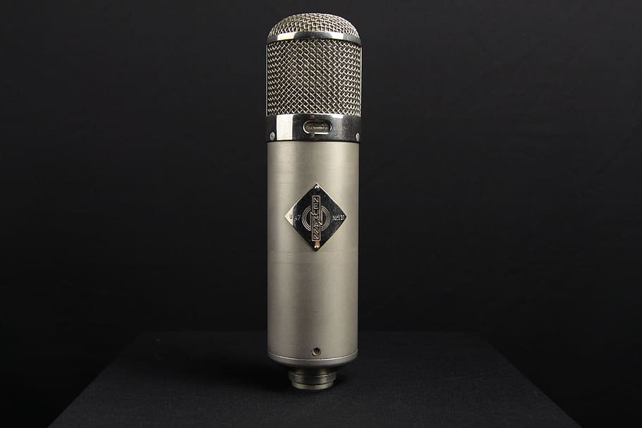 gray, condenser microphone, black, surface, Microphone, Vintage, Retro, Recording, retro recording, neumann