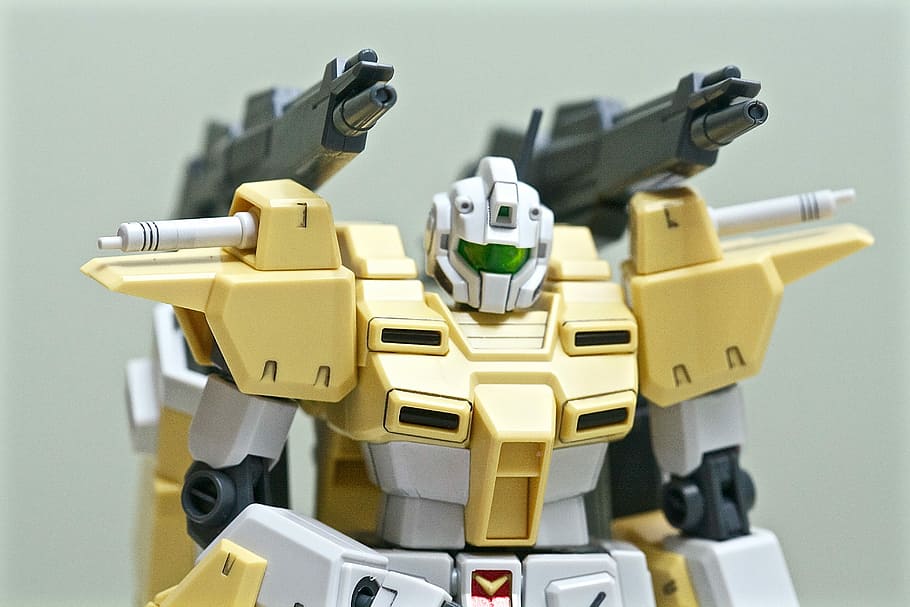 Gundam, Robot, Toy, Plastic, Japan, gunpla, yellow, white, japanese, model kit