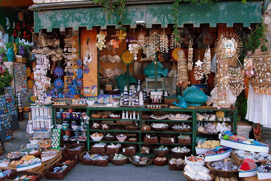 shop, souvenir, decorations, memories, porto venere, liguria, italy, retail, choice, variation