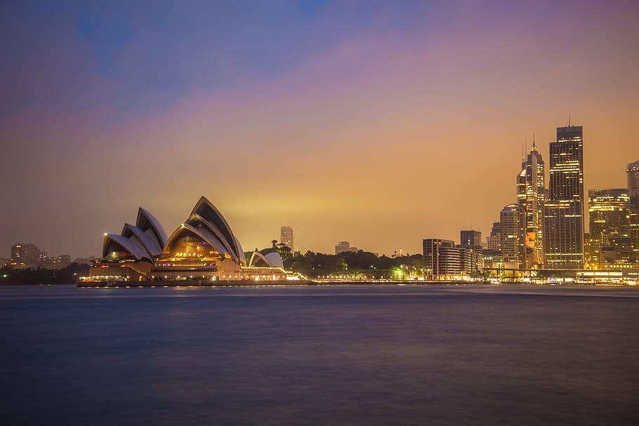 foto gedung opera sydney, Gedung Opera Sydney, foto, sydney, australia, pelabuhan sydney, kota, malam, tujuan perjalanan, arsitektur