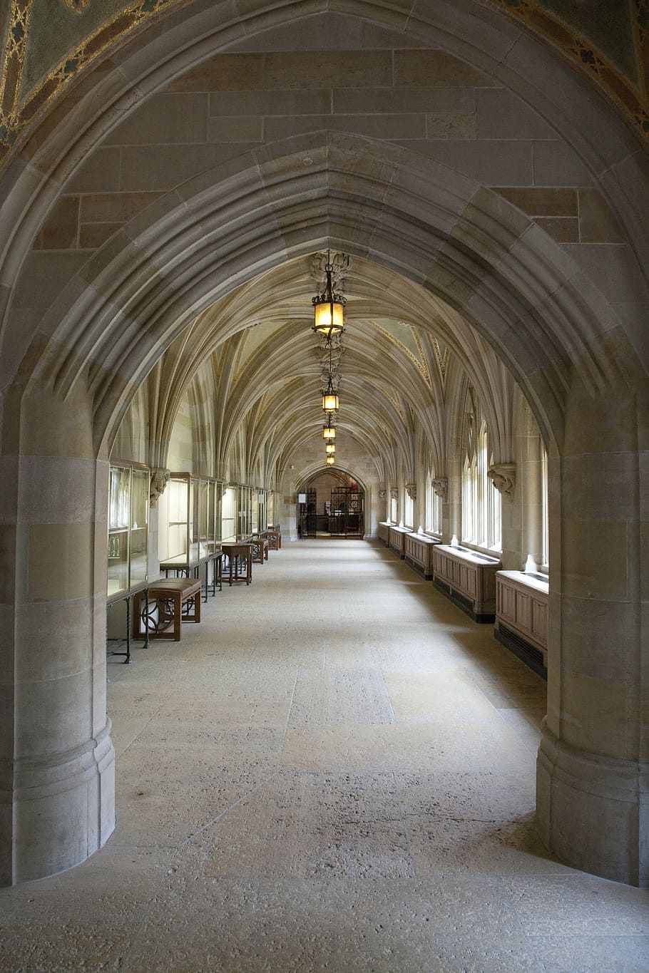 library, sterling, university, yale, school, cloister, perspective, architecture, gothic revival, arches