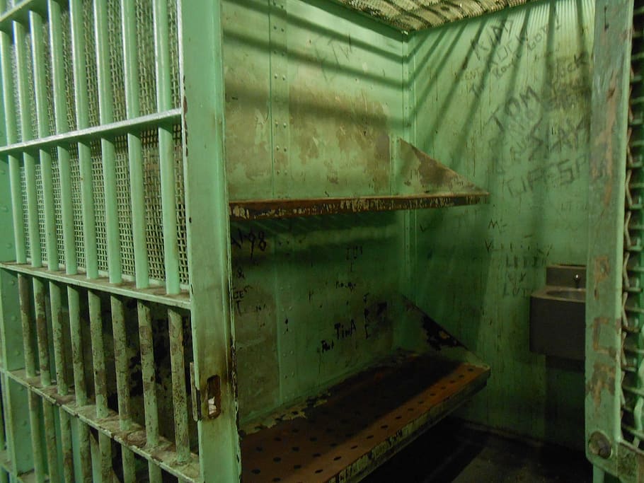 green, prison cell, opened, penitentiary, jail, police, crime, law, arrest, prison