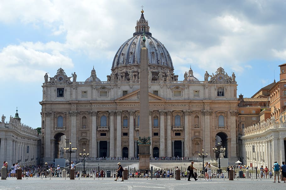 italy, rome, vatican, san pietro, basilica, pope, architecture, large group of people, built structure, building exterior