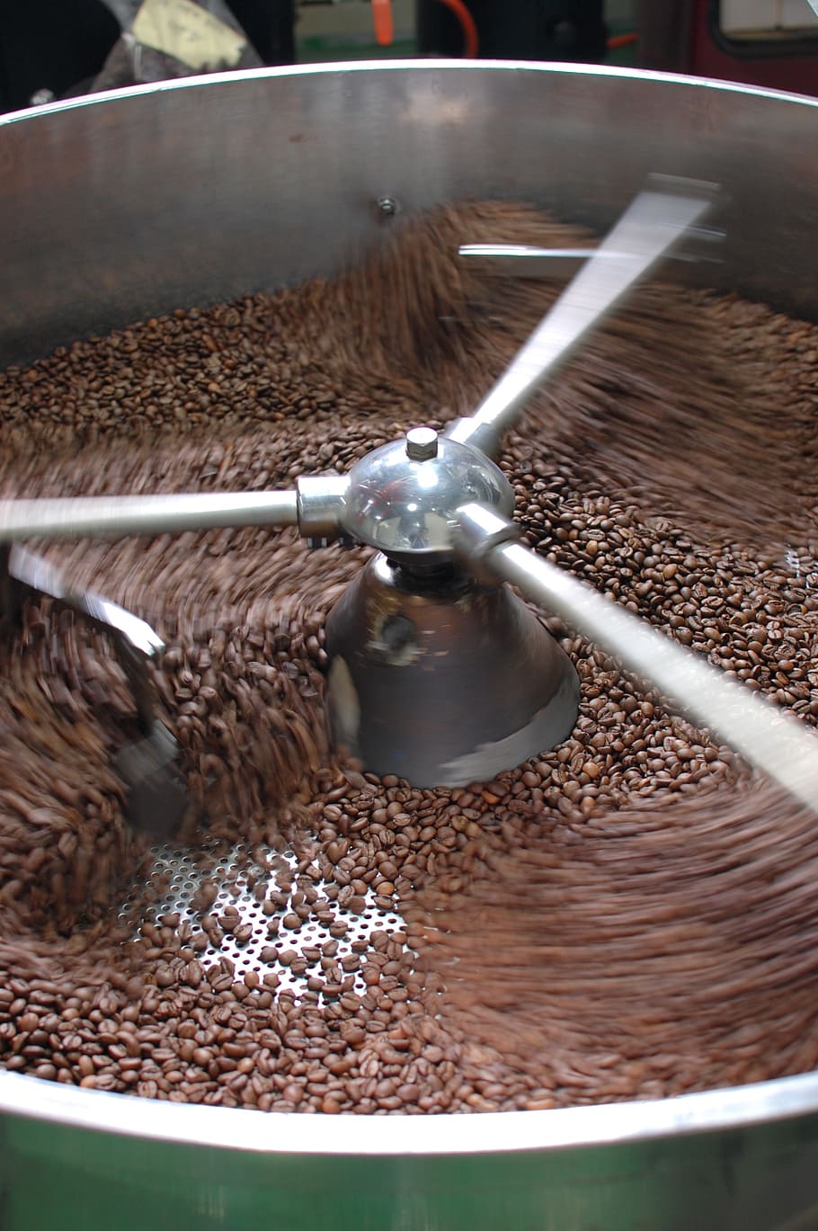 coffee, roasting, bean, grilled, food and drink, close-up, food, preparation, coffee - drink, machinery