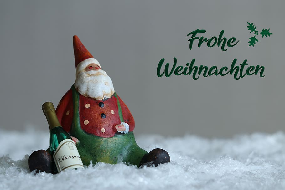 Christmas Frohe Weihnachten Santa Claus Figure Decoration Snow Champagne Deco Greeting Card Christmas Card Pxfuel