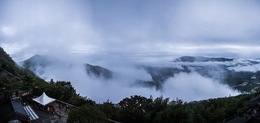 fog, landscape, travel, cloud, temple, morning mist, the cancer, the trip, nature, section