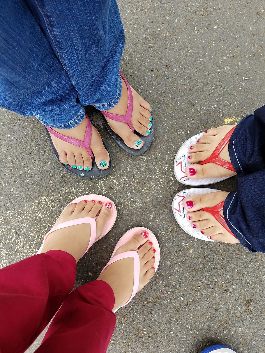 Feet, Toes, Pretty, Pedicure, low section, human body part, human leg, human foot, sandal, togetherness