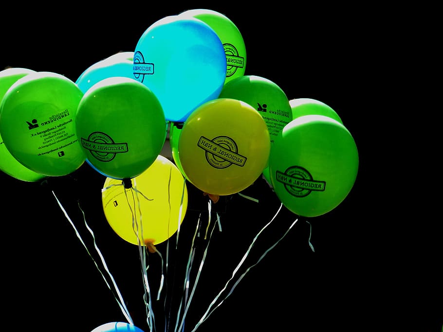 globo, globos de colores, colorido, cumpleaños de niños, color, diversión, cielo, mosca, fiesta, hinchazón