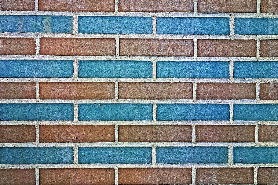 blue, brown, concrete, brick wall, wall, blue brick wall, masonry, brick texture, brick backdrop, brick background
