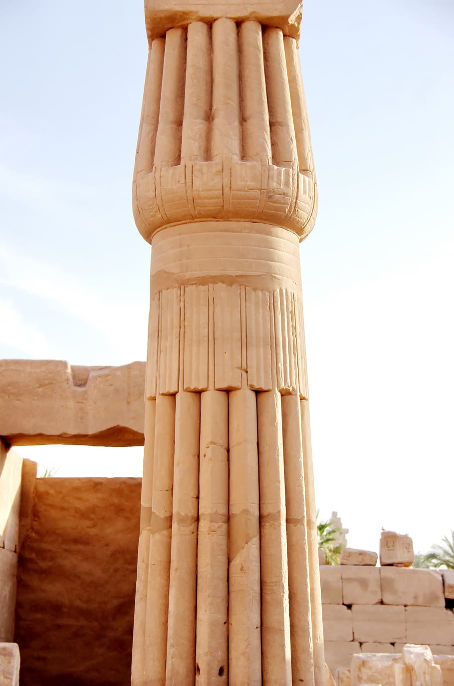 Mesir, karnak, kolom, ukiran, kolom papyriforme, Arsitektur, antik, pierre, patung, perjalanan