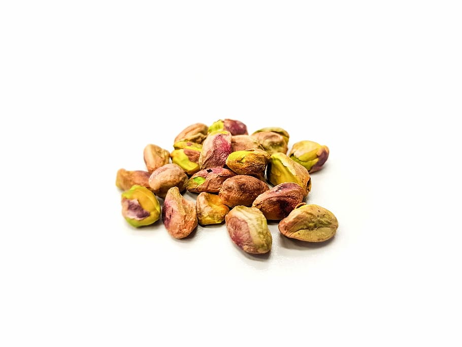 nuts, white, background, seed, food, dry, healthy, snack, pistachios, fruit