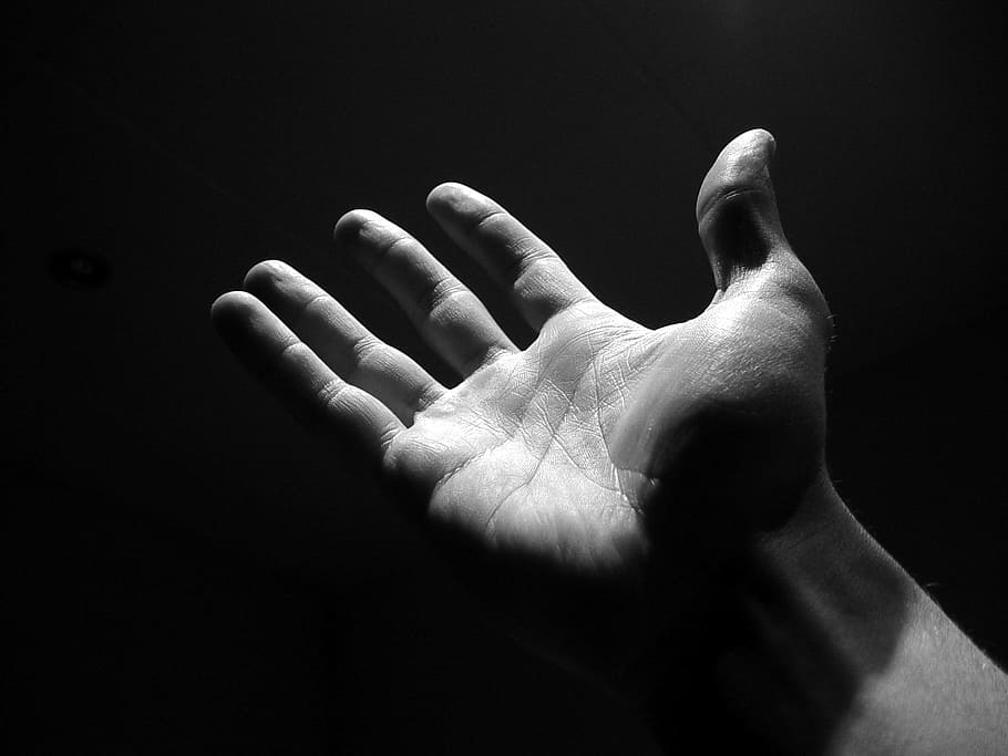 grayscale photo, right person, hand, black, dark, man, monochrome, human hand, human body part, body part