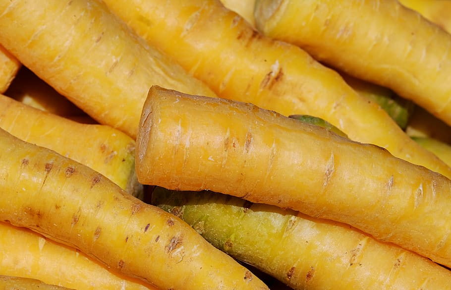 zanahorias amarillas, variedad, amarillo suave, zanahorias, crudo, fresco, saludable, vitaminas, alimentos, plantas vegetales