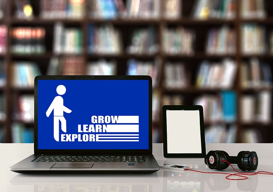 learn, growth, education, books, book, library, laptop, tablet, headphones, knowledge