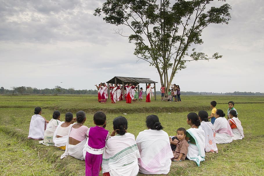 bihu, dance, india, assam, travel, culture, vacation, group of people, crowd, large group of people