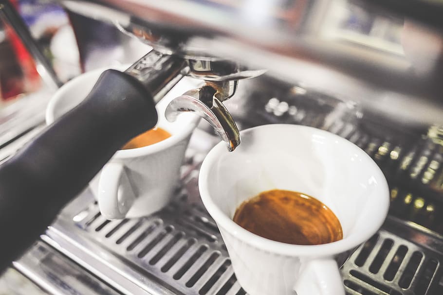 recién, cafés, preparado, cafetera, bar, cafetería, capuccino, bebida, café exprés, máquina de café espresso