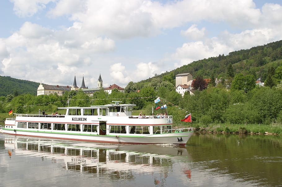 Altmühl, Kelheim, Vale Altmühl, navio, navio de excursão, Canal principal do Danúbio, Parque Natural Altmühltal, agua, embarcação náutica, árvore