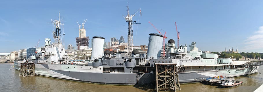 hms belfast, london, museum, river thames, places of interest, sightseeing, ship, panorama, transportation, nautical vessel