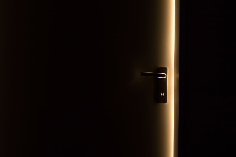 untitled, dark, door, door handle, light, doorknob, ajar, metal, open, indoors