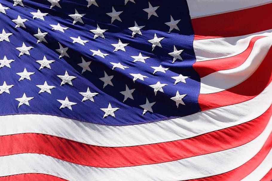 bendera u.s.a., Juli, amerika, biru, negara, bendera, keempat, kemerdekaan, hari, nasional