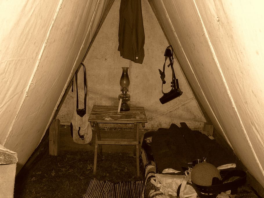 Civil War, War, Tent, Camp, Lantern, Sepia, tent, indoors, architecture, close-up, day