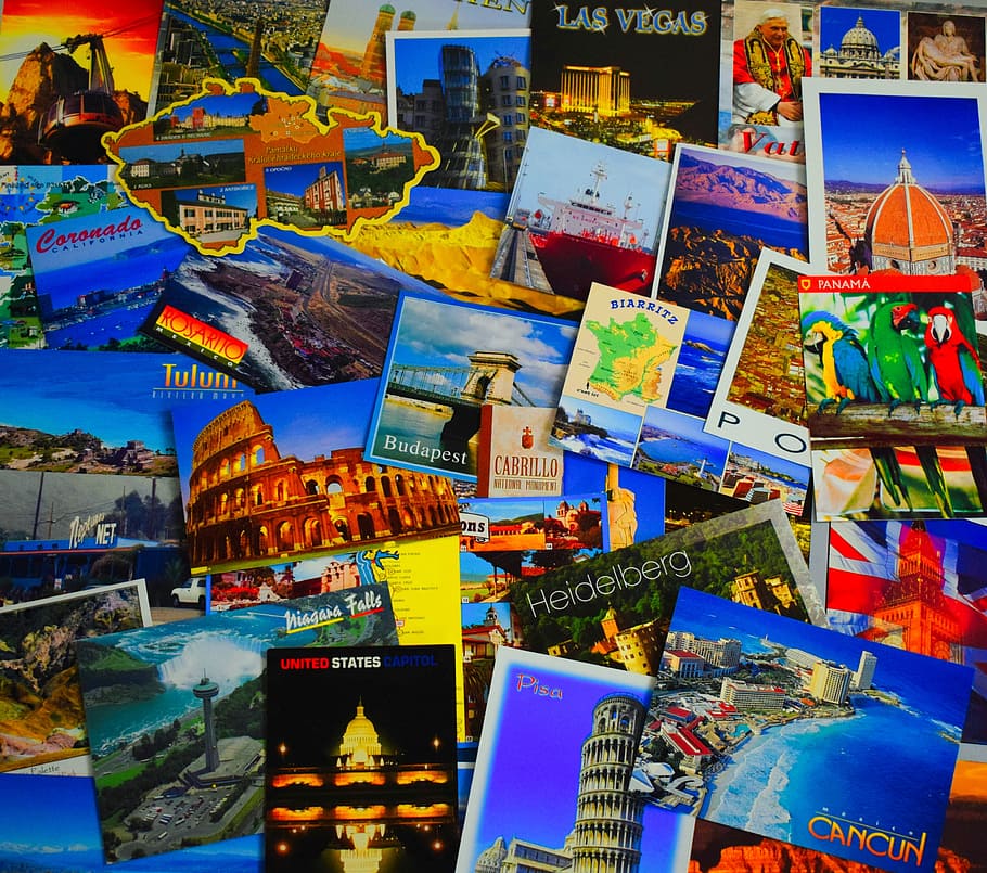 landmark portrait lot, postcard, collage, travel, tourism, collection, vacation, montage, landmark, destination