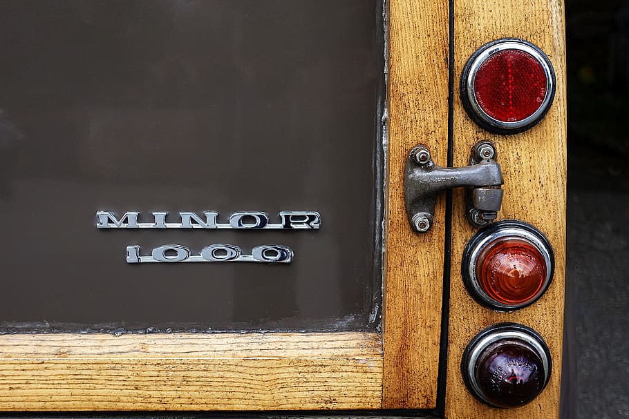 coche, automóvil, menor, Morris, 1000, clásico, vintage, antiguo, madera, leñoso