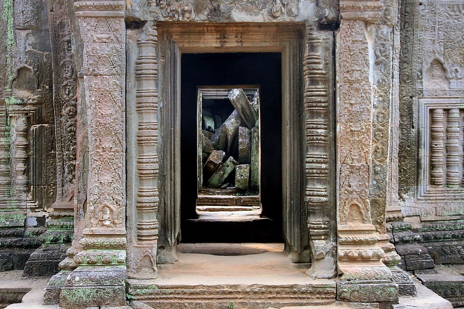 arruinar, angkor wat, khmer, camboja, templo, arquitetura, budismo, religião, antiguidade, cultura