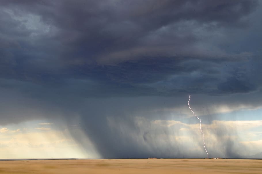 lightning, tornado, storm, sky, clouds, cloudy, grey, field, rural, countryside