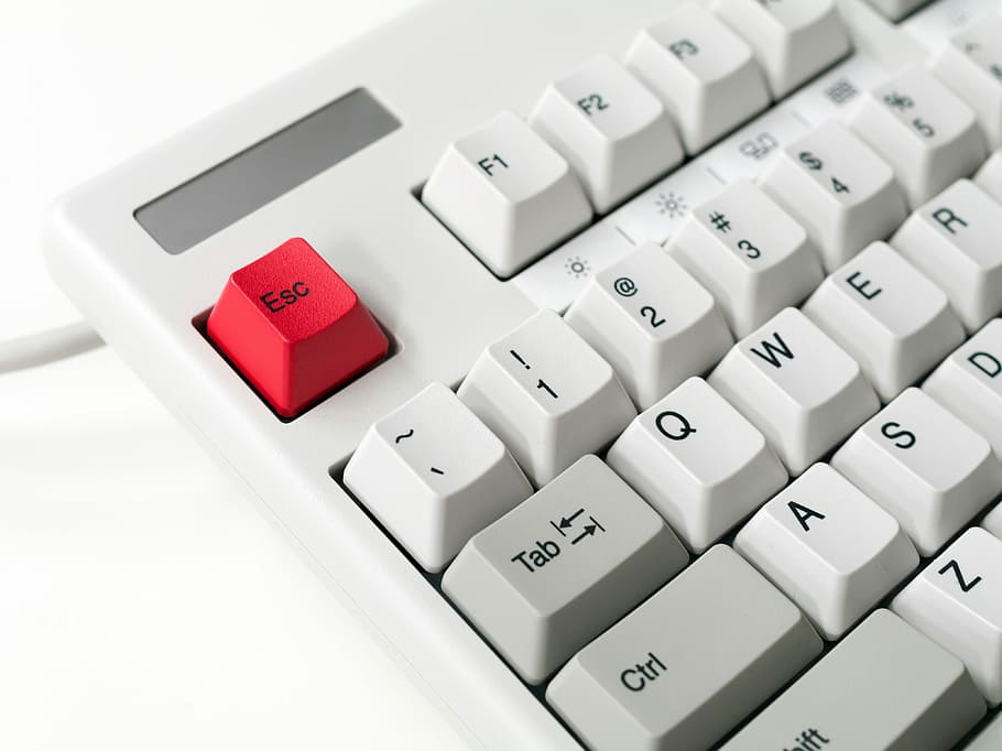 escape, key, Keyboard, Red, Escape Key, computer, keys, public domain, red key, tech