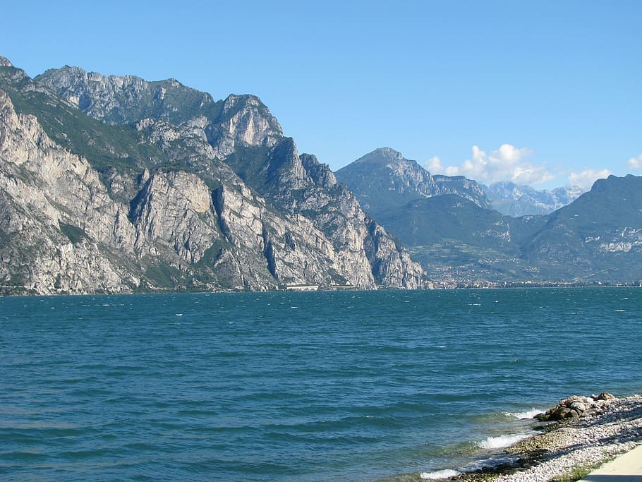 Lake Garda, Malcesine, Riva, mountain, nature, scenics, sea, blue, mountain range, water