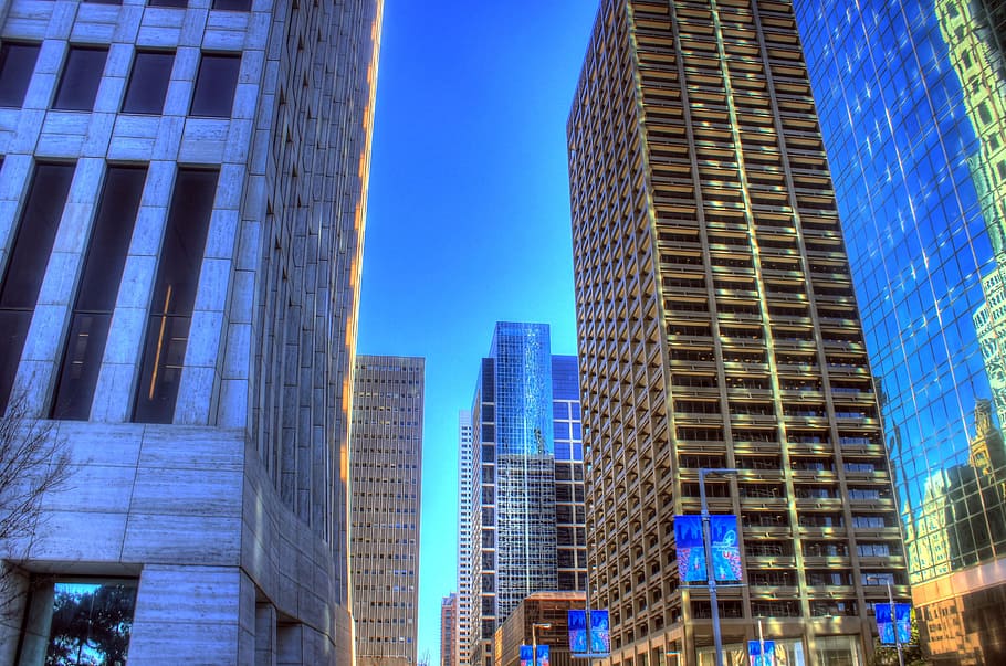 고층 빌딩 앞서, 휴스턴, 텍사스, 미국, 스카이 스크 래퍼, 고층, 시내, 건물 외관, 건축물, 건물