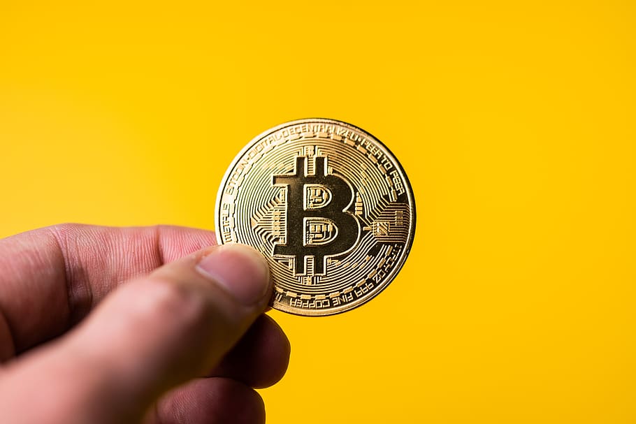 bitcoin, coin, golden-coin, virtual-money, human hand, hand, human body part, business, yellow, holding