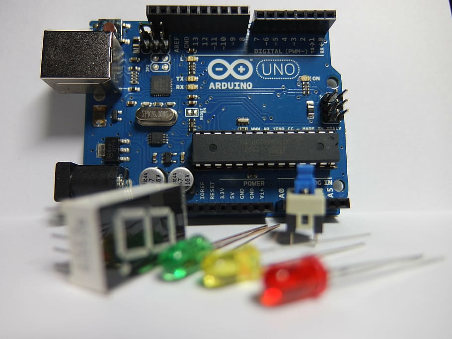 azul, preto, placa de circuito, eletrônica, conselho, computador, hardware, dispositivo, controladores, microcontrolador