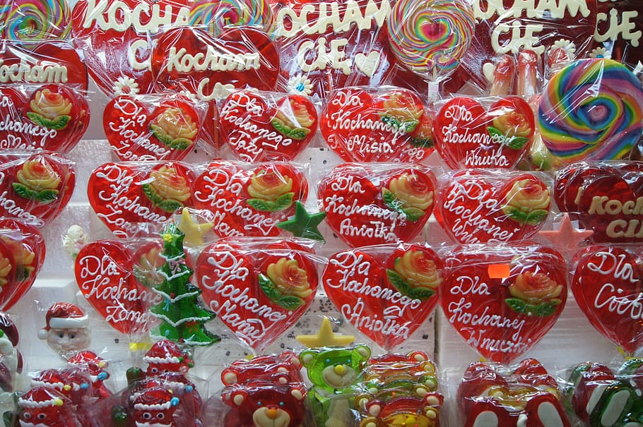 i love you, lollipops, sweets, colorful, candy, red, large group of objects, retail, abundance, market