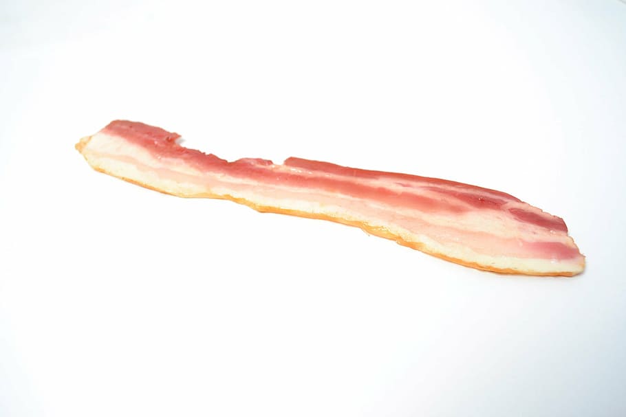 uncooked bacon strip, bacon, food, meat, meal, breakfast, fried, pork, delicious, tasty