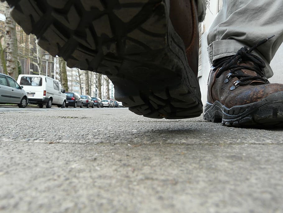 close-up, foot, feet, shoes, walking, stepping, city, motor vehicle, transportation, car