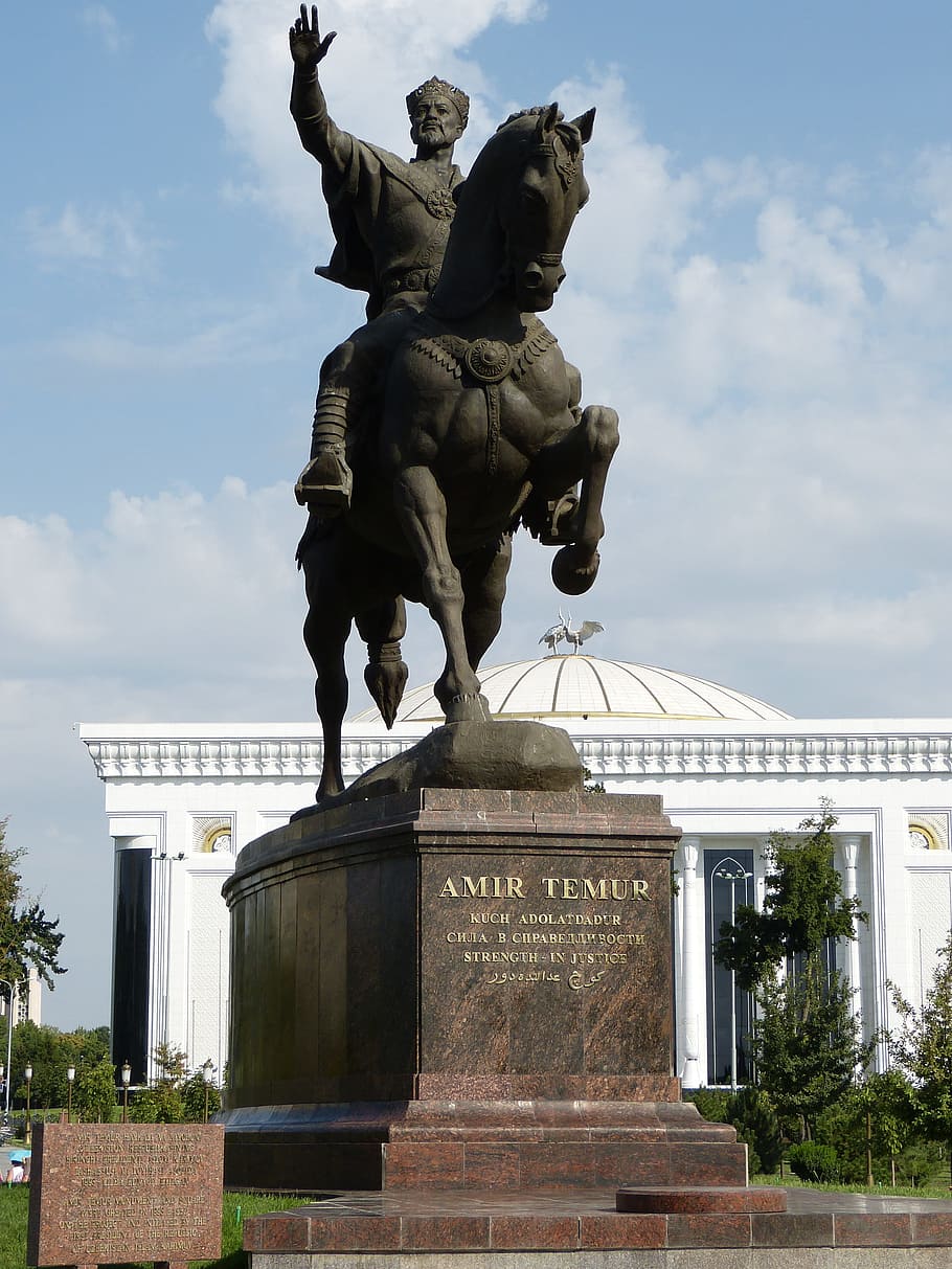 timur, timur tamerlan, statue, monument, reiter, equestrian figure hero, tashkent, uzbekistan, art and craft, sculpture
