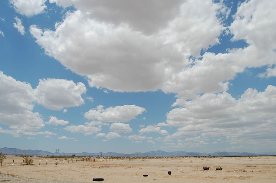 Desert, Clouds, Abandoned, Litter, landscape, southwest, nature, horizon, outdoor, sand