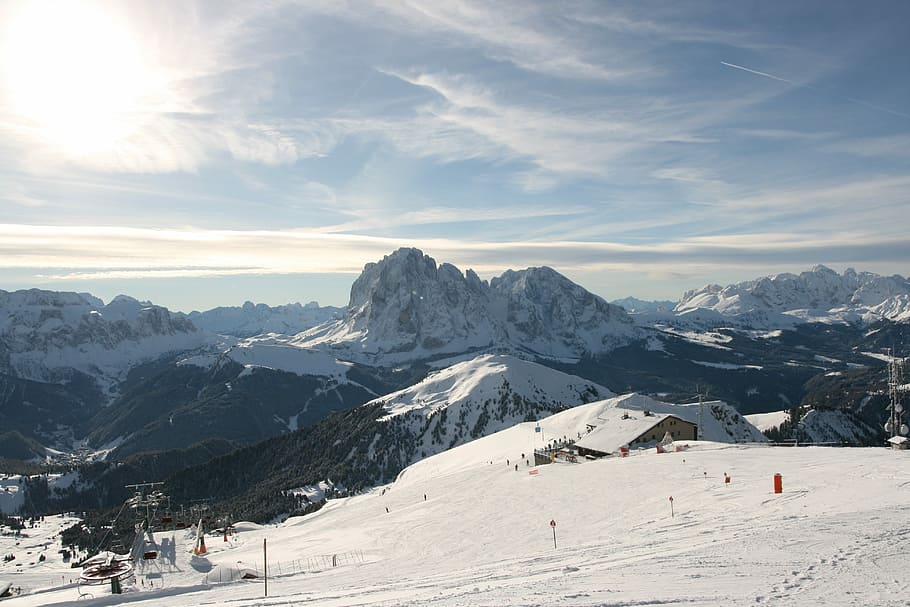Val Gardena, sassolungo, sassopiatto, altoadige, sudtirol, dolomitas, nieve, invierno, esquí, montaña