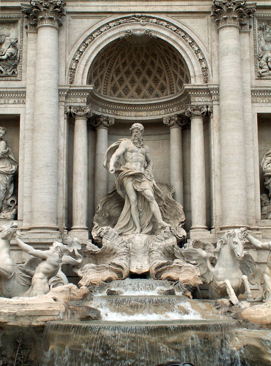 levi fountain, italy, trevi, fountain, fontana di trevi, rome, italy, italian, roma, famous, baroque
