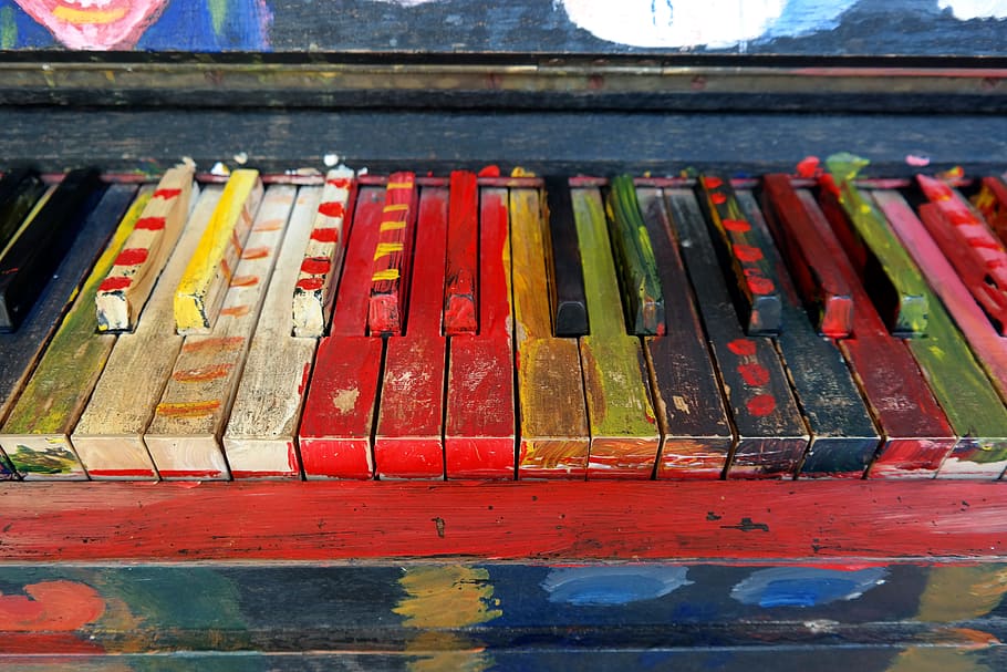 multicolored, wooden, piano toy, piano, toy, musical instrument, piano keyboard, keys, instrument, music