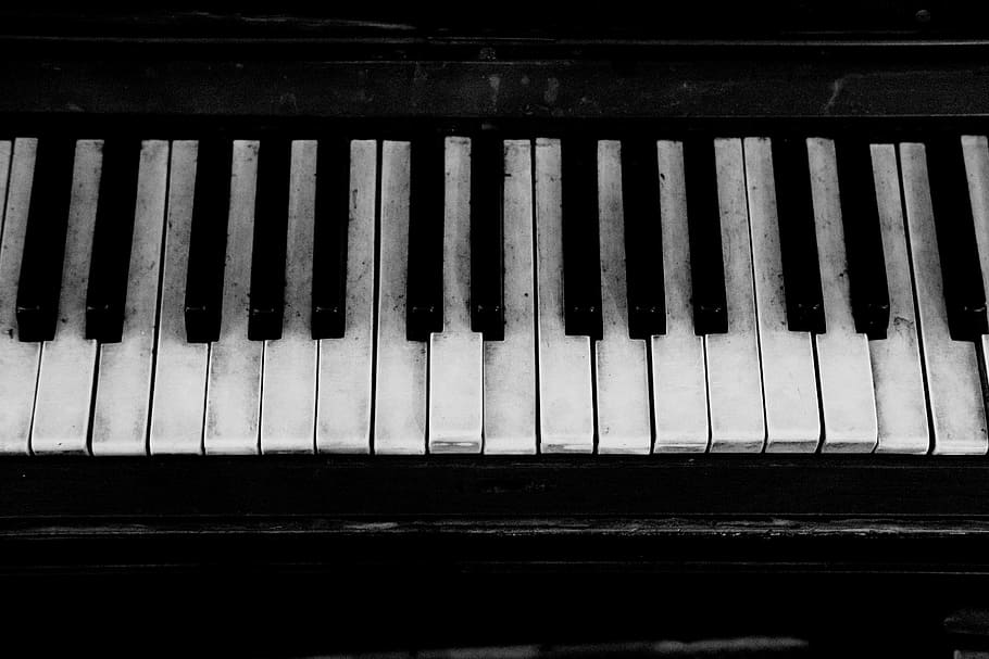 closeup, piano keys, piano, old, grand piano, keyboard, instrument, music, musical, black