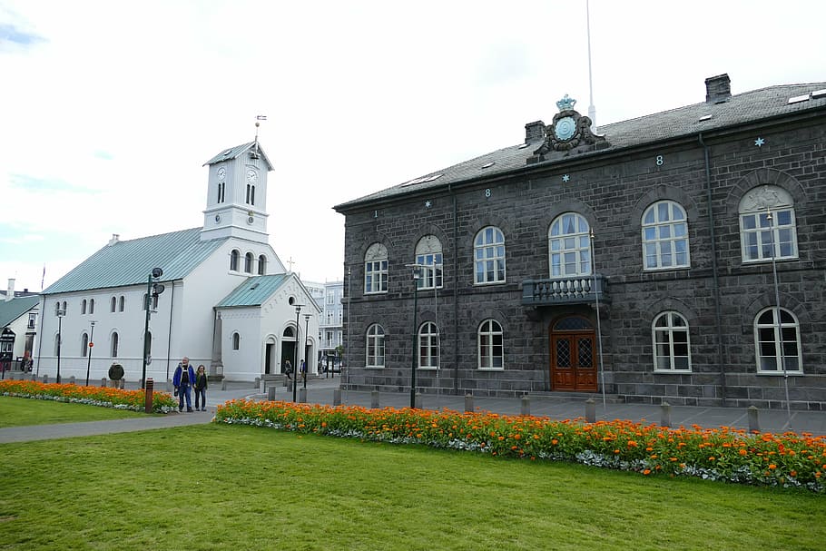 reykjavik, parlemen, kebijakan, historis, fasad, pemerintah, kota, ibukota, islandia, bangunan