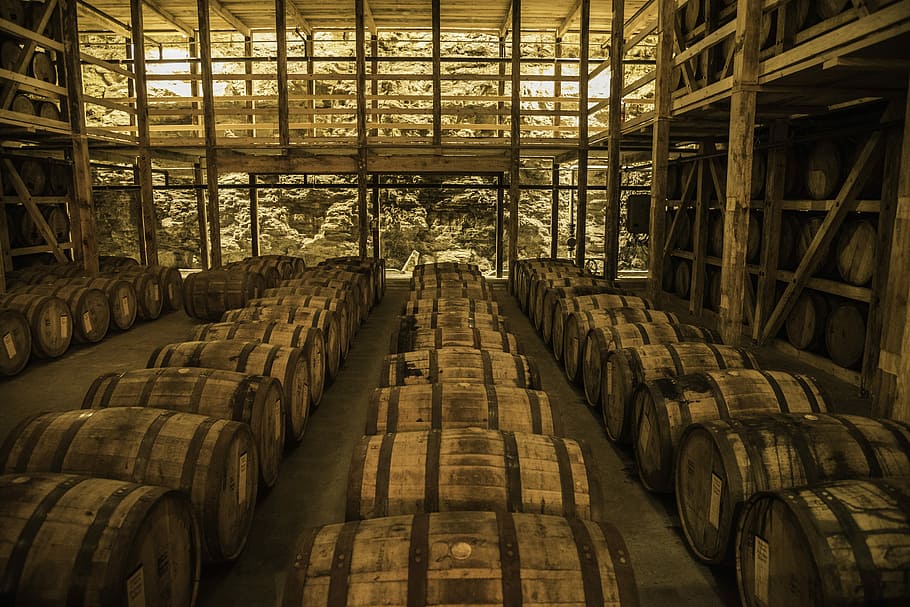 Barrels, Whiskey, storage, Room, interior, public domain, wood, barrel, cellar, indoors