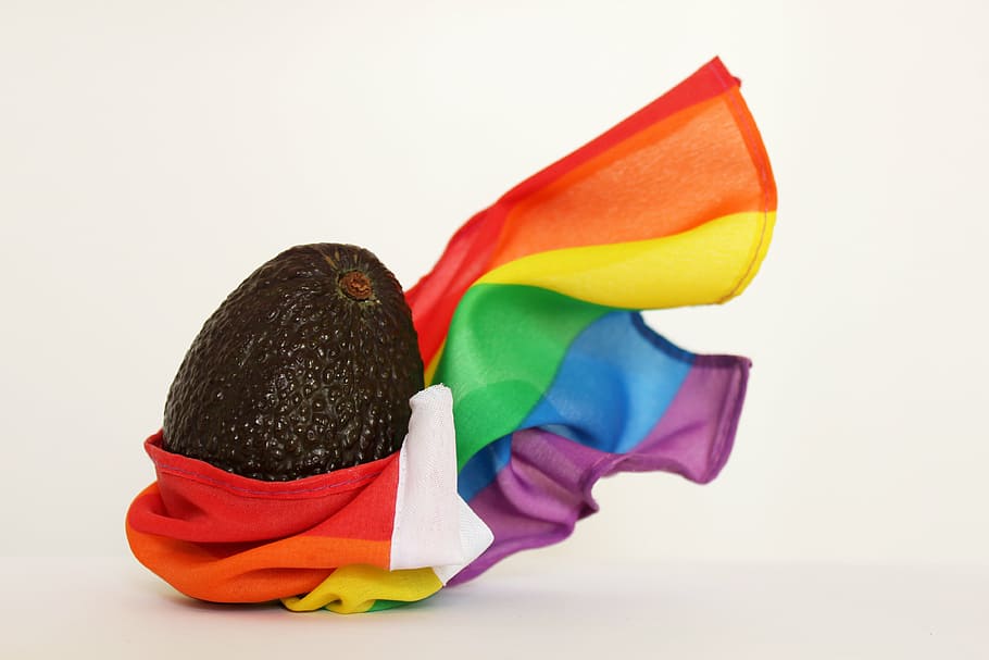 avocado fruit, wrapped, lgbt flag, gay, fruit, rainbow flag, avocado, lgbt, lgbtq, rainbow
