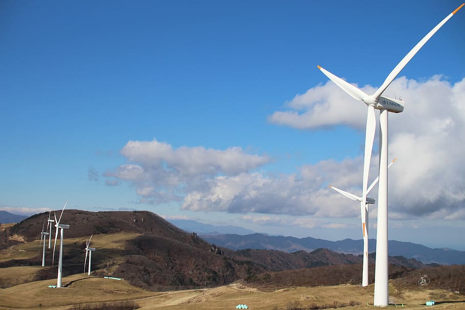 daegwallyeong ranch, windmill, wind, turbine, environment, renewable energy, wind turbine, sky, environmental conservation, alternative energy
