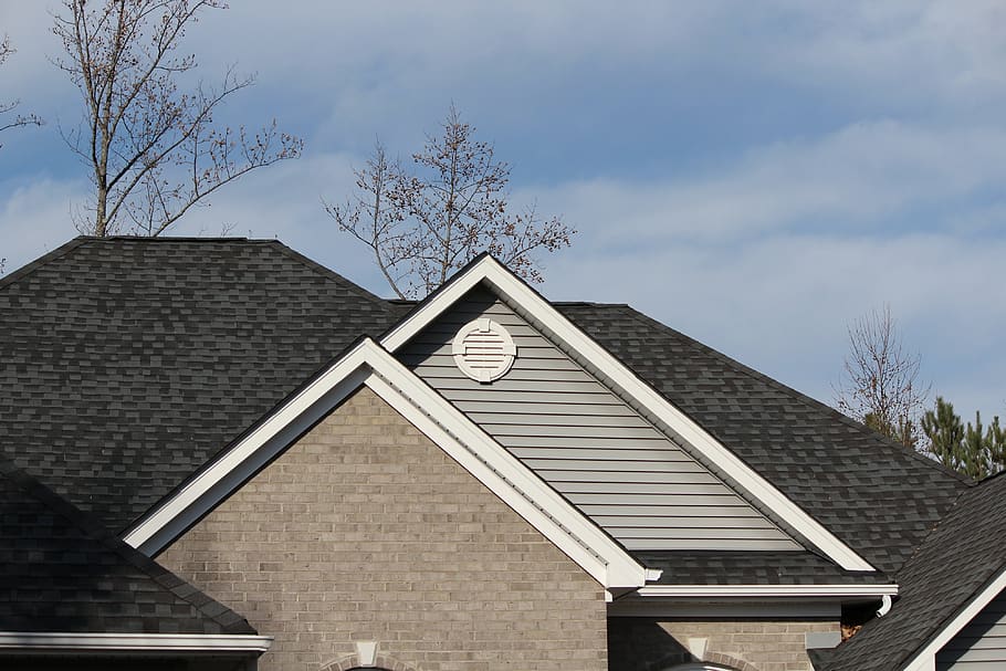 roofline, shingles, architectural style, mansard, a-frame, hip roof, gables, attic ventelation, gutters, architecture