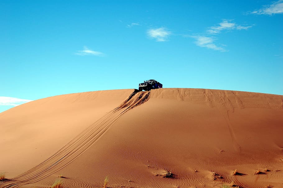 negro, vehículo, equitación, desierto, marruecos, áfrica, marroc, arena, soledad, pacífico