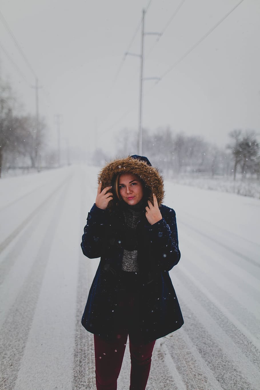 road, path, snow, winter, people, woman, girl, clothing, outdoor, travel